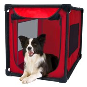 Sport Pet Portable Soft Sided Dog Kennel, Red, Large, 36"L x 24"W x 26"H